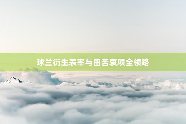 球兰衍生表率与留苦衷项全领路